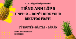 TIẾNG ANH LỚP 5 - UNIT 12 - DON’T RIDE YOUR BIKE TOO FAST! - LÝ THUYẾT - BÀI TẬP - ĐÁP ÁN