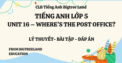 TIẾNG ANH LỚP 5 - UNIT 16 - WHERE’S THE POST OFFICE? - LÝ THUYẾT - BÀI TẬP - ĐÁP ÁN